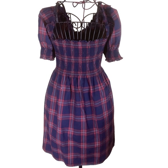 Hill House Home Mini Nap Dress – Plaid Smocked Puff Sleeve Dress (Size 2XL) - Picture 3 of 11